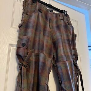UNIF Plaid Cargo Pants in Brown and Green